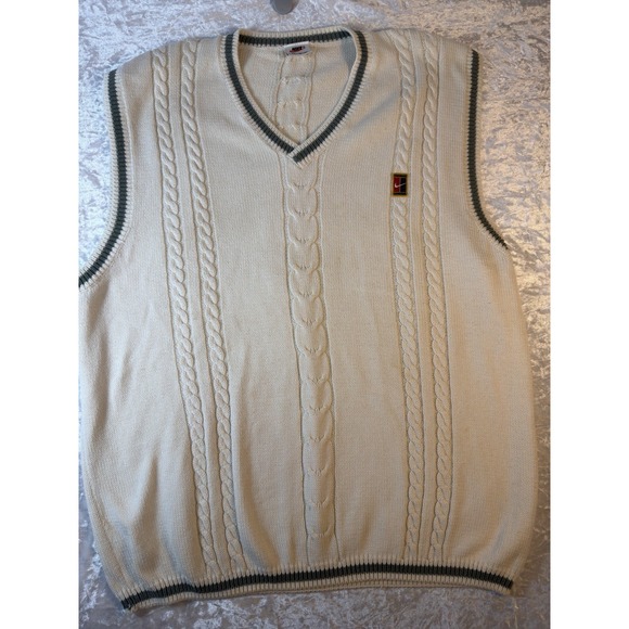 Nike Other - Vintage 90s Nike Tennis Mens XL Sweater Vest Cable Knit Swoosh Preppy